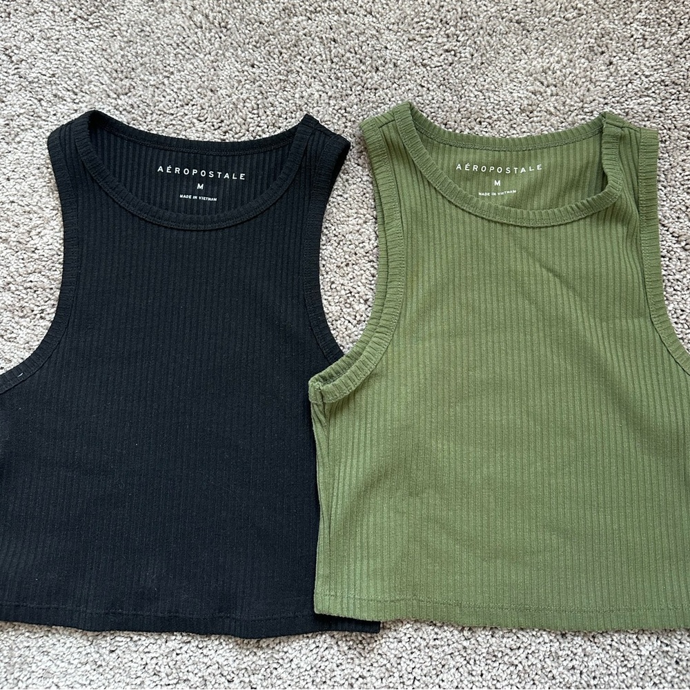 Aeropostale Black Ribbed Tee